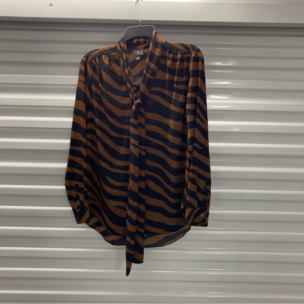 Worthington Men's Black and Brown Zebra Print Shirt